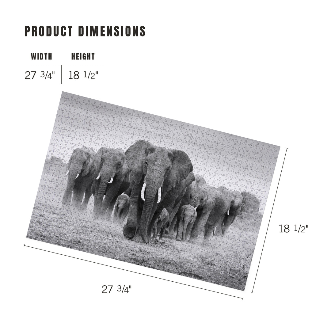 Elephant Herd, Jigsaw Puzzle Puzzle Lantern Press 