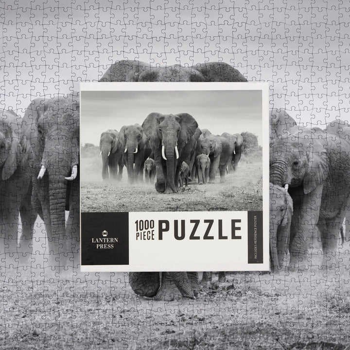 Elephant Herd, Jigsaw Puzzle Puzzle Lantern Press 