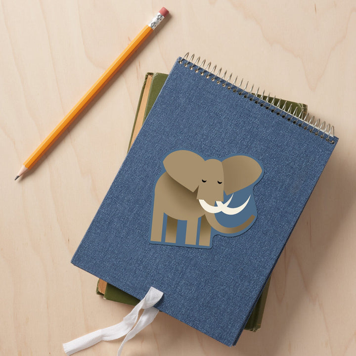 Elephant, Retro Style, Contour, Vinyl Sticker Sticker Lantern Press 