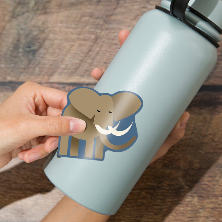 Elephant, Retro Style, Contour, Vinyl Sticker Sticker Lantern Press 