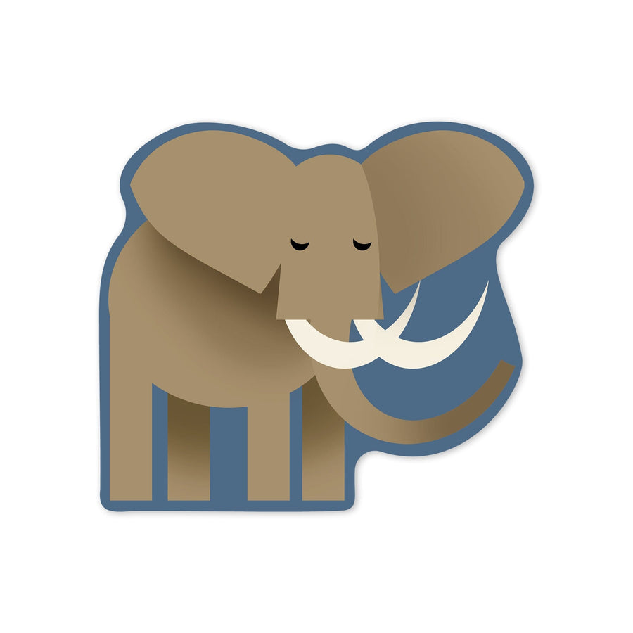 Elephant, Retro Style, Contour, Vinyl Sticker Sticker Lantern Press 