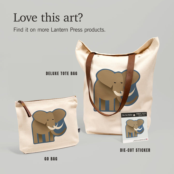 Elephant, Retro Style, Contour, Vinyl Sticker Sticker Lantern Press 