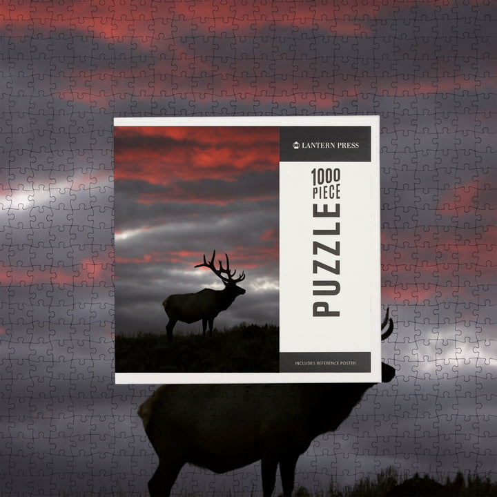 Elk and Sunset, Jigsaw Puzzle Puzzle Lantern Press 