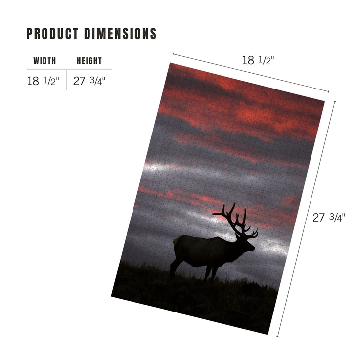 Elk and Sunset, Jigsaw Puzzle Puzzle Lantern Press 