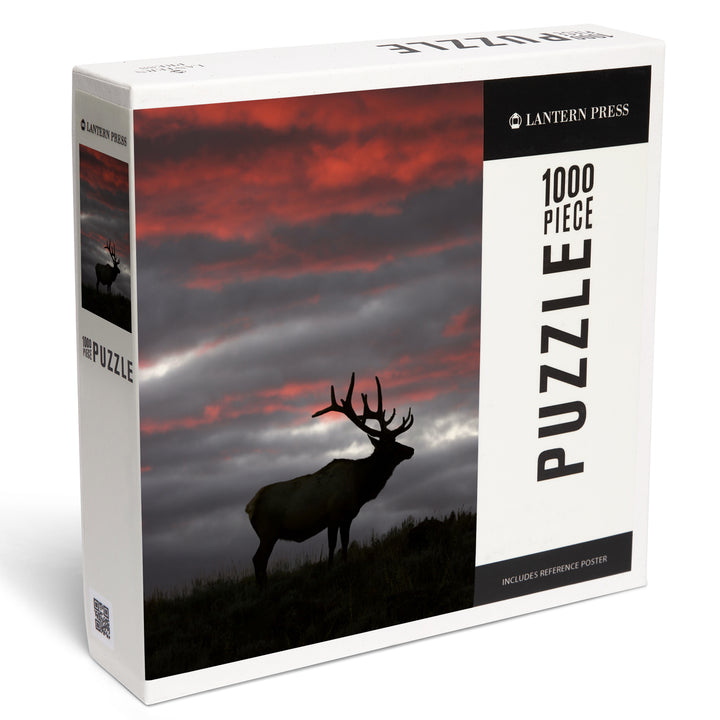 Elk and Sunset, Jigsaw Puzzle Puzzle Lantern Press 