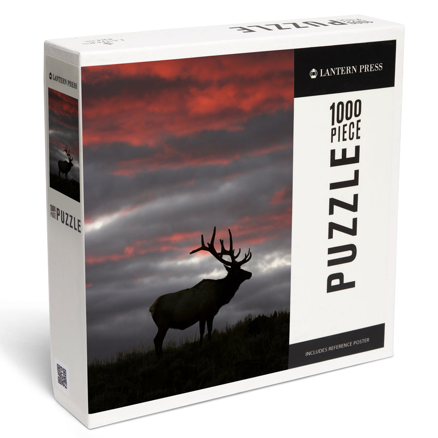 Elk and Sunset, Jigsaw Puzzle Puzzle Lantern Press 