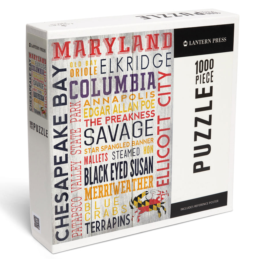 Ellicott City, Maryland, Rustic Typography, Jigsaw Puzzle Puzzle Lantern Press 