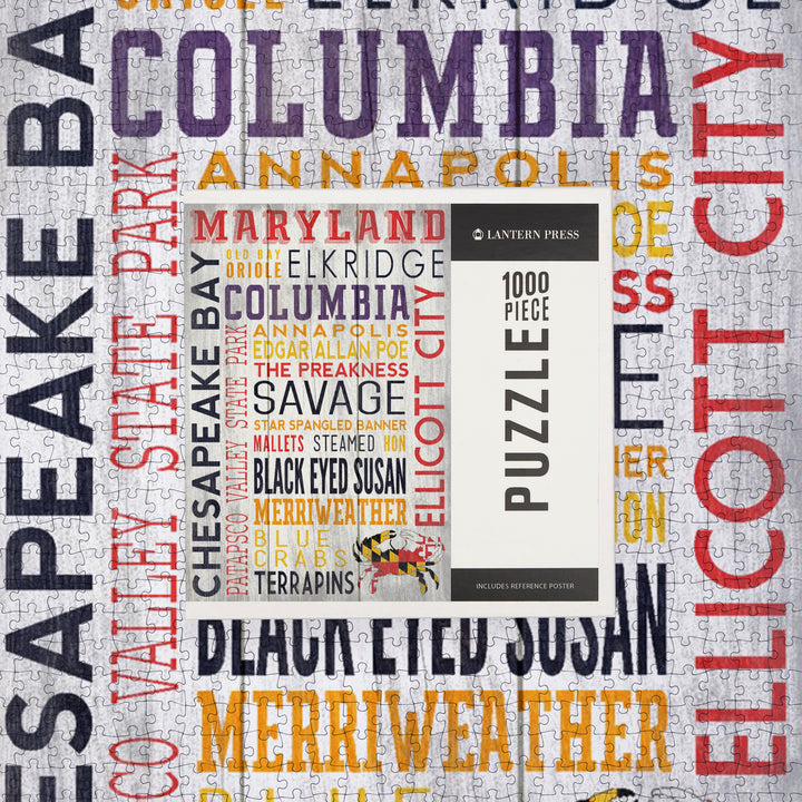 Ellicott City, Maryland, Rustic Typography, Jigsaw Puzzle Puzzle Lantern Press 