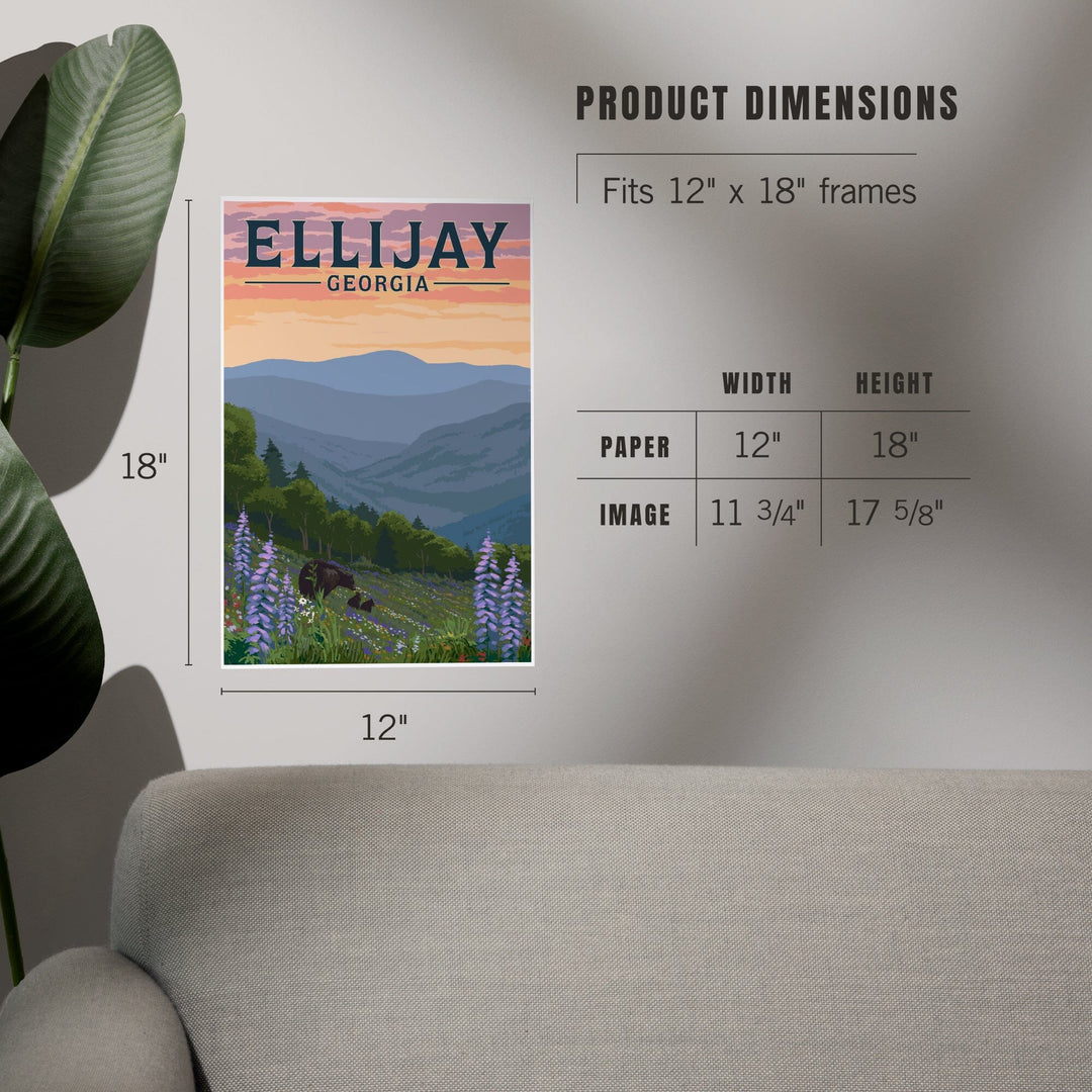 Ellijay, Georgia, Bear and Spring Flowers, Art & Giclee Prints Art Lantern Press 
