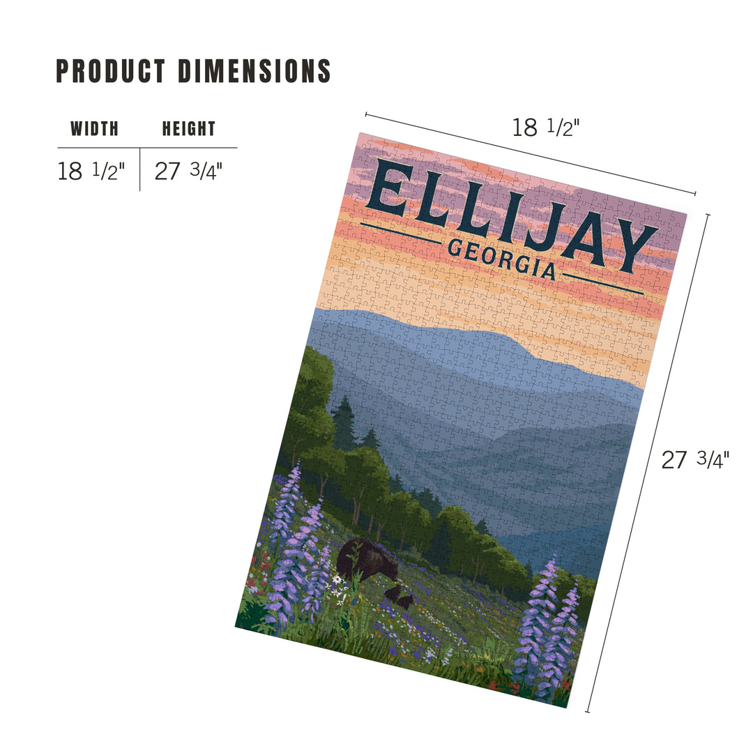 Ellijay, Georgia, Bear and Spring Flowers, Jigsaw Puzzle Puzzle Lantern Press 