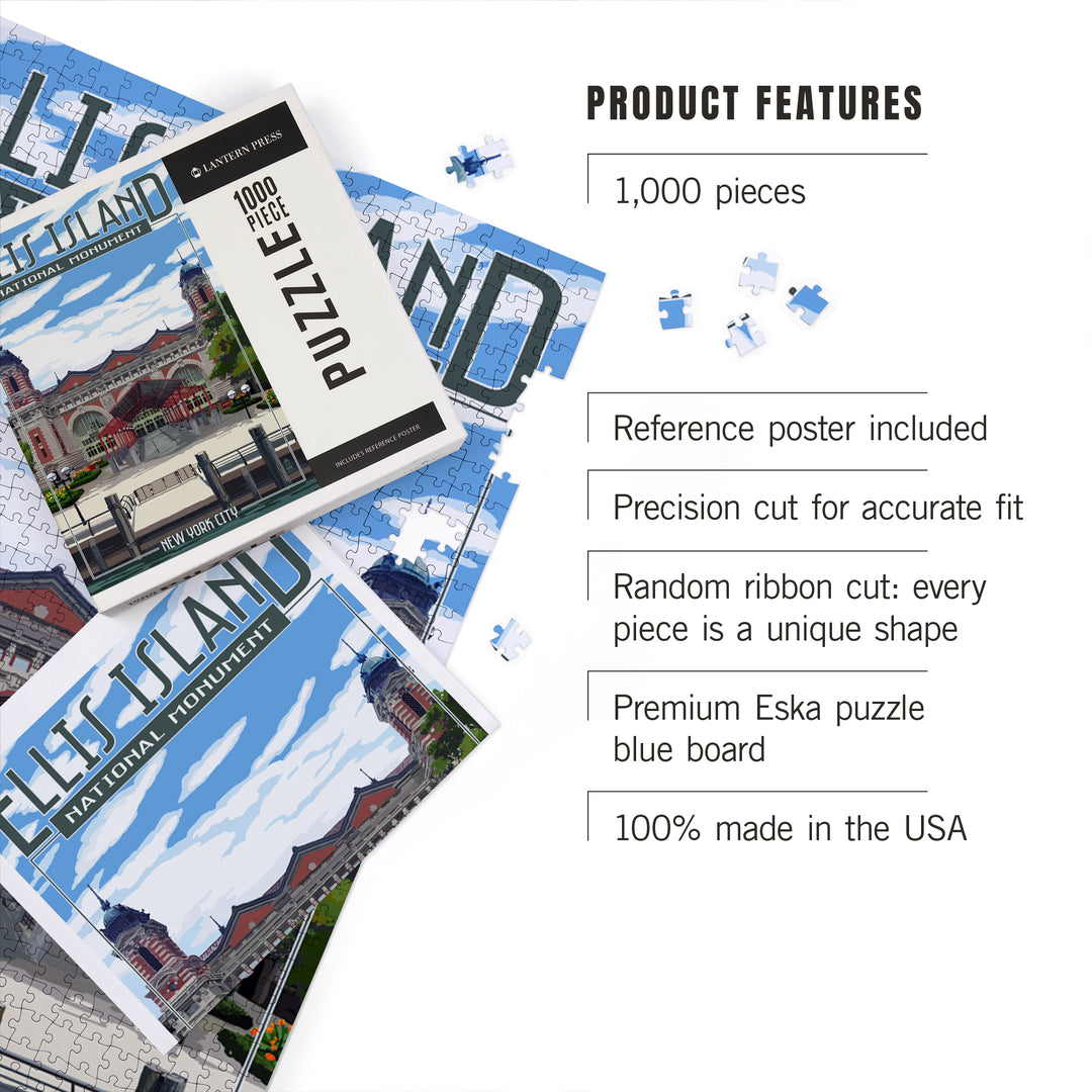 Ellis Island National Monument, New York City, Building Exterior, Jigsaw Puzzle Puzzle Lantern Press 