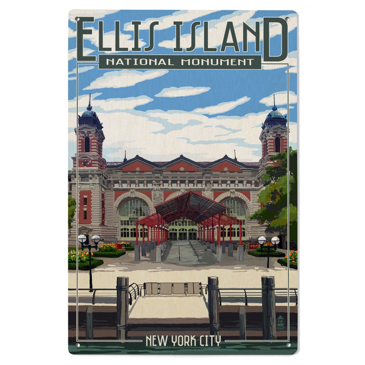 Ellis Island National Monument, New York City, Building Exterior, Lantern Press Artwork, Wood Signs and Postcards Wood Lantern Press 