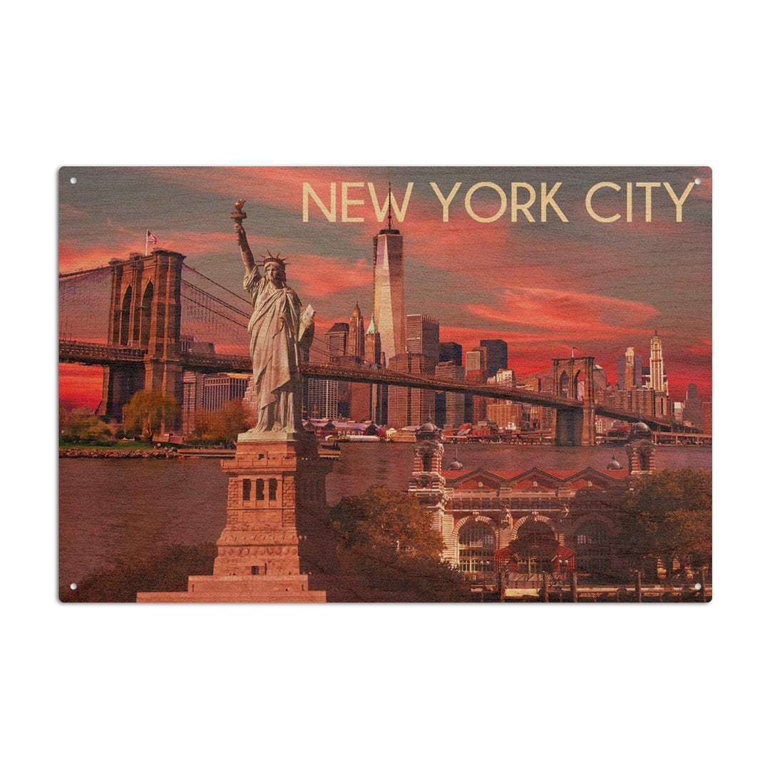 Ellis Island National Monument, New York City, Statue of Liberty, Lantern Press Photograph, Wood Signs and Postcards Wood Lantern Press 6x9 Wood Sign 