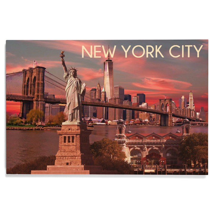 Ellis Island National Monument, New York City, Statue of Liberty, Lantern Press Photograph, Wood Signs and Postcards Wood Lantern Press 