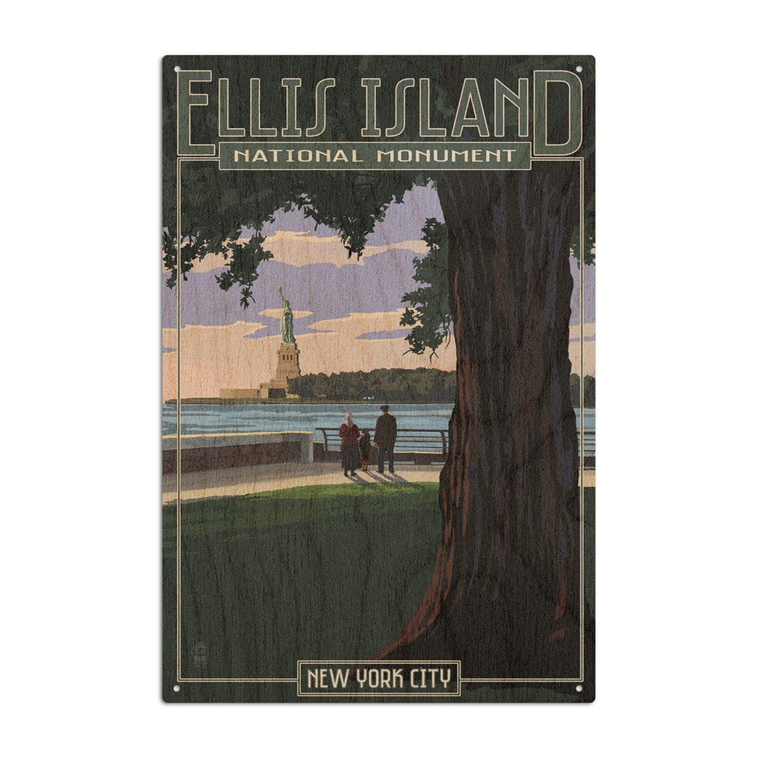 Ellis Island National Monument, New York City, Statue of Liberty, Lantern Press Poster, Wood Signs and Postcards Wood Lantern Press 10 x 15 Wood Sign 