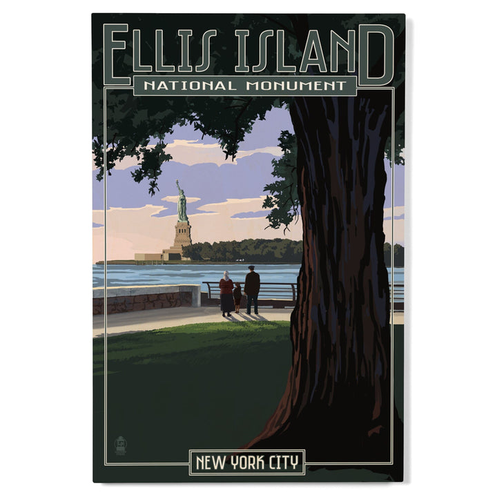 Ellis Island National Monument, New York City, Statue of Liberty, Lantern Press Poster, Wood Signs and Postcards Wood Lantern Press 
