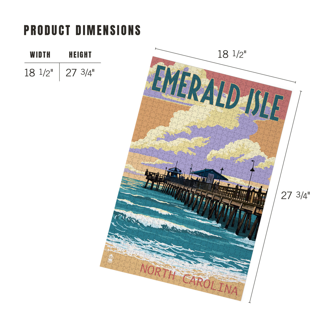 Emerald Isle, North Carolina, Fishing Pier, Jigsaw Puzzle Puzzle Lantern Press 