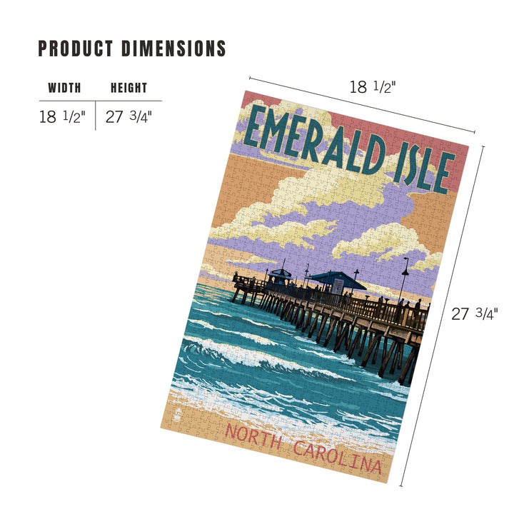 Emerald Isle, North Carolina, Fishing Pier, Jigsaw Puzzle Puzzle Lantern Press 