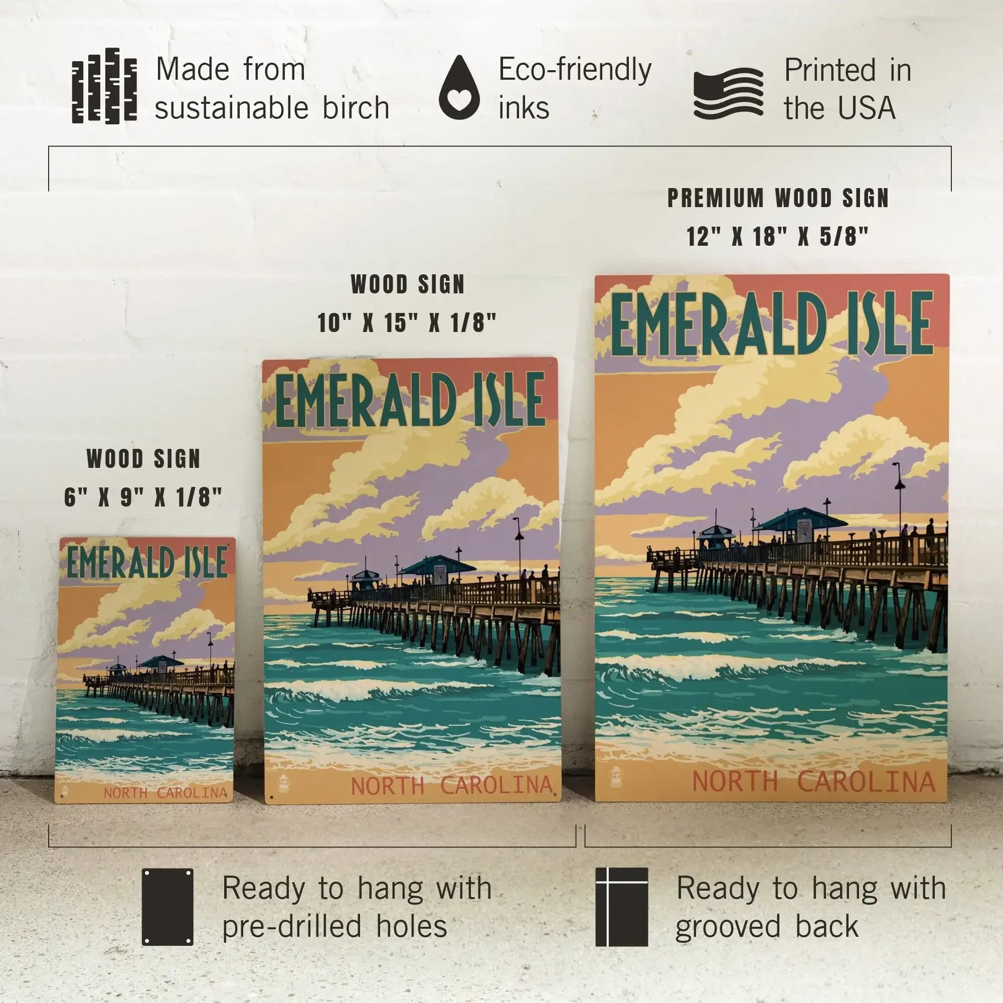 Emerald Isle, North Carolina, Fishing Pier, Lantern Press Artwork