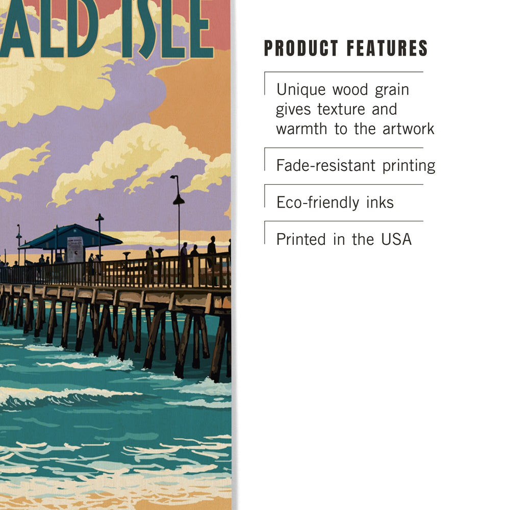 Emerald Isle, North Carolina, Fishing Pier, Lantern Press Artwork, Wood Signs and Postcards - Lantern Press