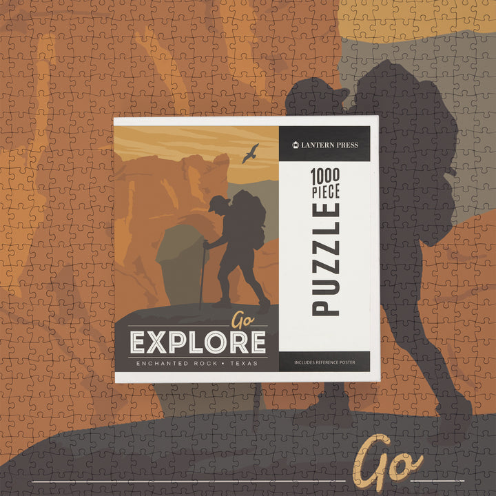 Enchanted Rock, Texas, Go Explore, Backpacker, Jigsaw Puzzle Puzzle Lantern Press 