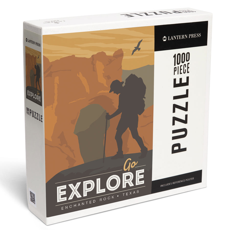 Enchanted Rock, Texas, Go Explore, Backpacker, Jigsaw Puzzle Puzzle Lantern Press 