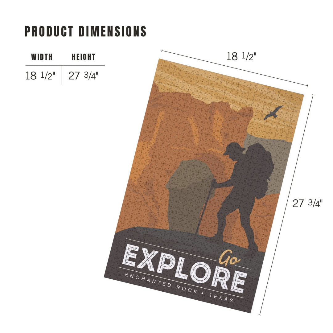 Enchanted Rock, Texas, Go Explore, Backpacker, Jigsaw Puzzle Puzzle Lantern Press 