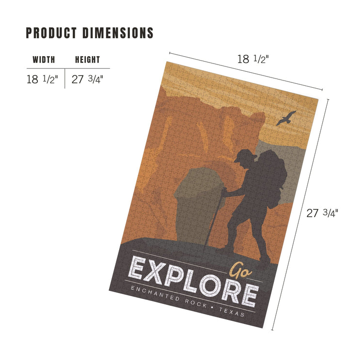 Enchanted Rock, Texas, Go Explore, Backpacker, Jigsaw Puzzle Puzzle Lantern Press 