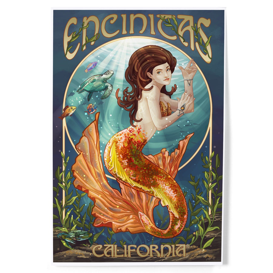 Encinitas, California, Mermaid, Art & Giclee Prints Art Lantern Press 