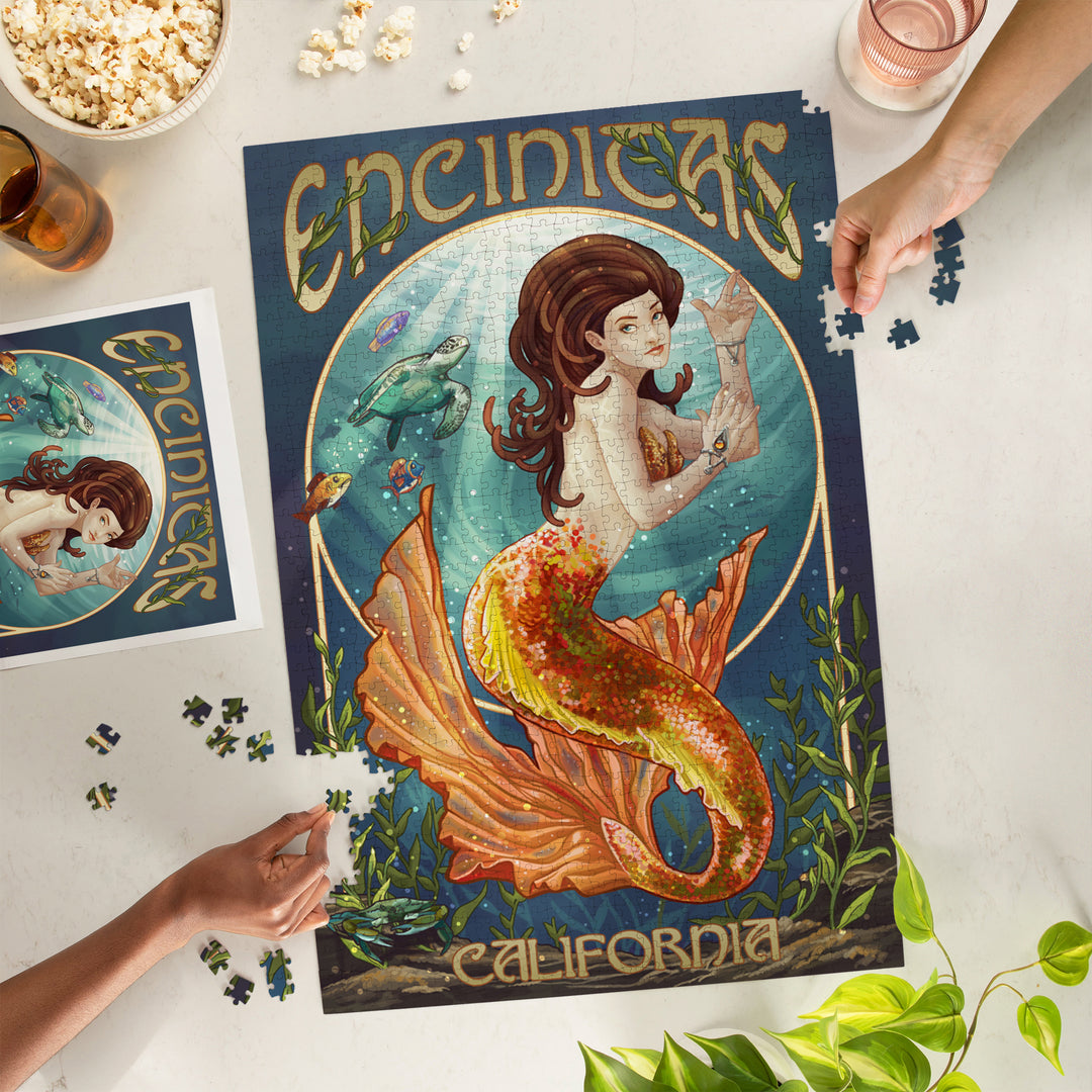 Encinitas, California, Mermaid, Jigsaw Puzzle Puzzle Lantern Press 