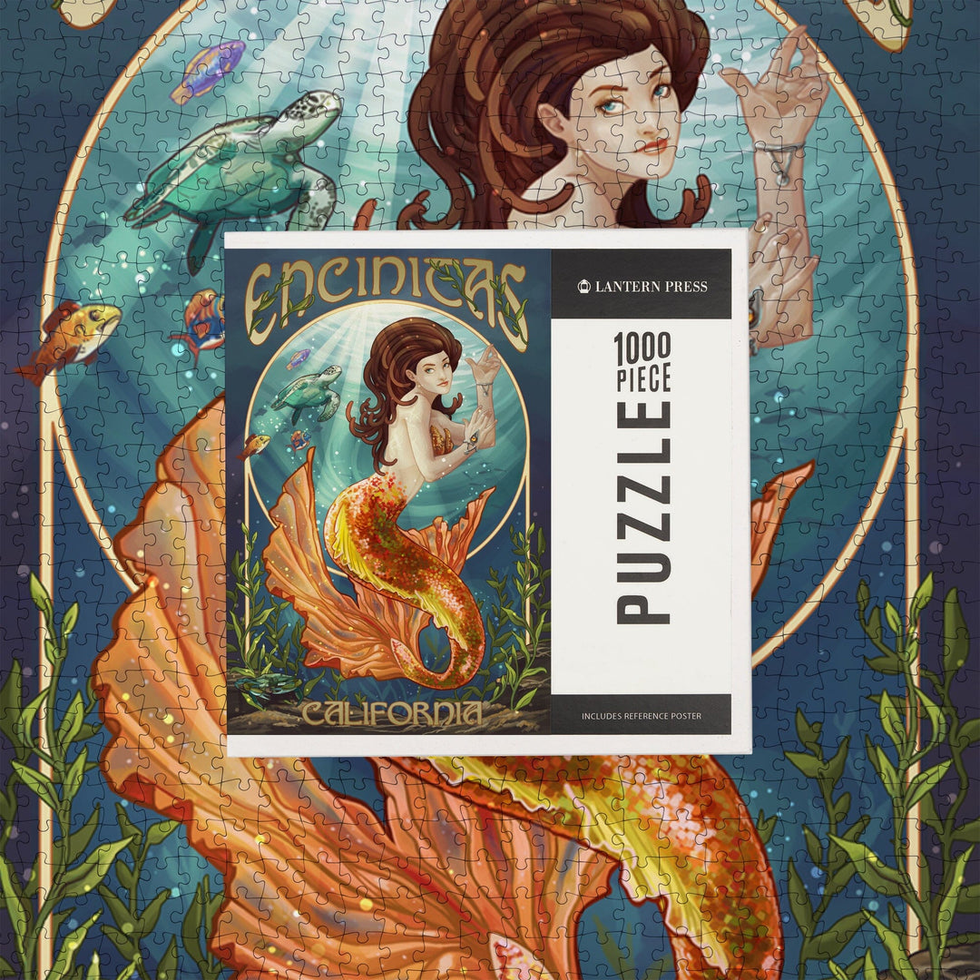 Encinitas, California, Mermaid, Jigsaw Puzzle Puzzle Lantern Press 
