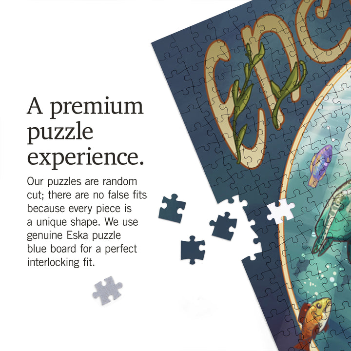 Encinitas, California, Mermaid, Jigsaw Puzzle Puzzle Lantern Press 