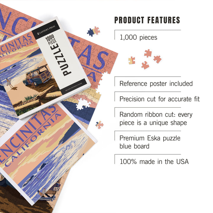 Encinitas, California, Woody on Beach, Jigsaw Puzzle Puzzle Lantern Press 