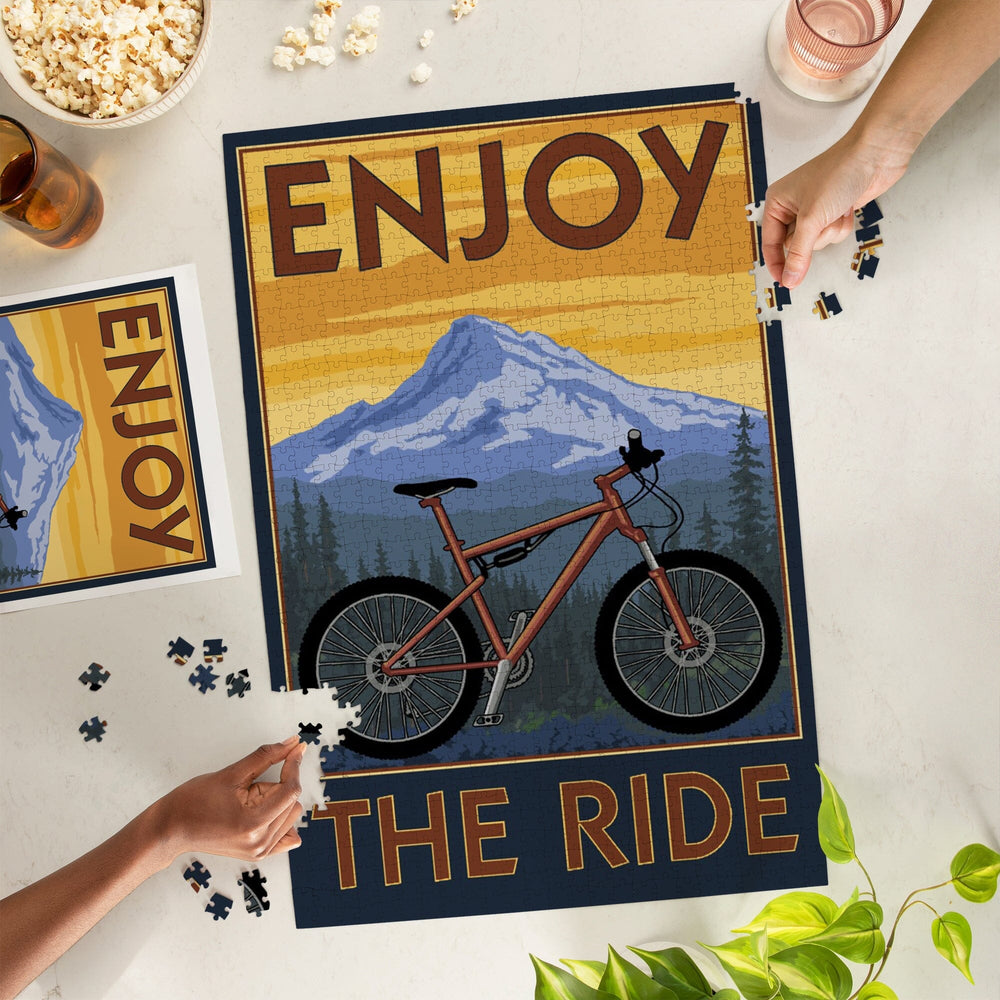 Enjoy the Ride, Mountain Bike Scene, Jigsaw Puzzle Puzzle Lantern Press 