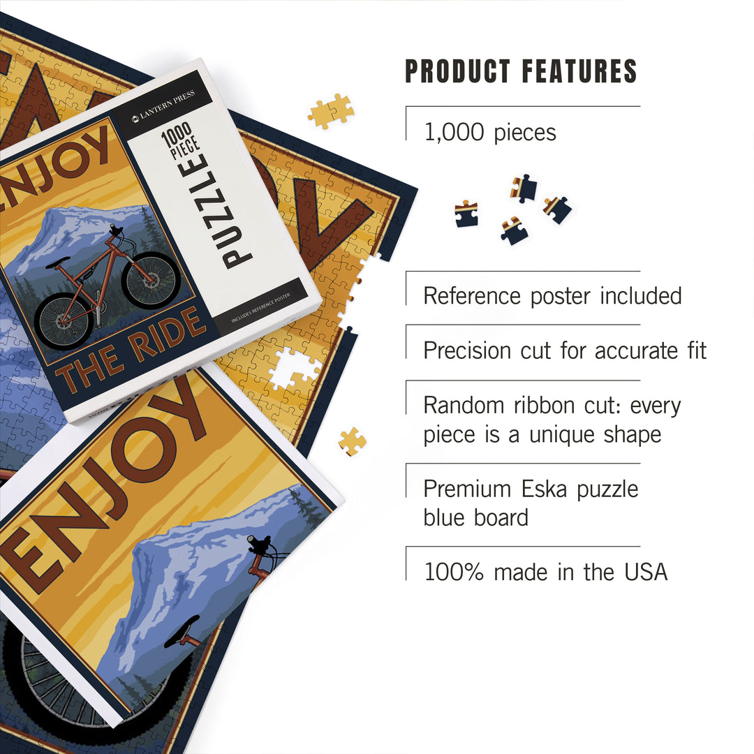 Enjoy the Ride, Mountain Bike Scene, Jigsaw Puzzle Puzzle Lantern Press 