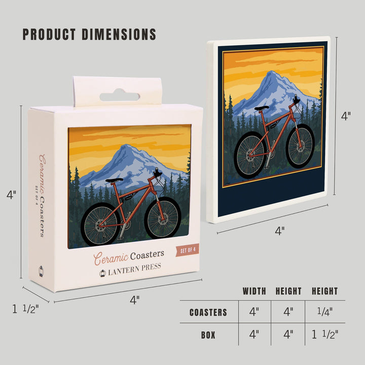 Enjoy the Ride, Mountain Bike Scene, Lantern Press Artwork, Coaster Set - Lantern Press