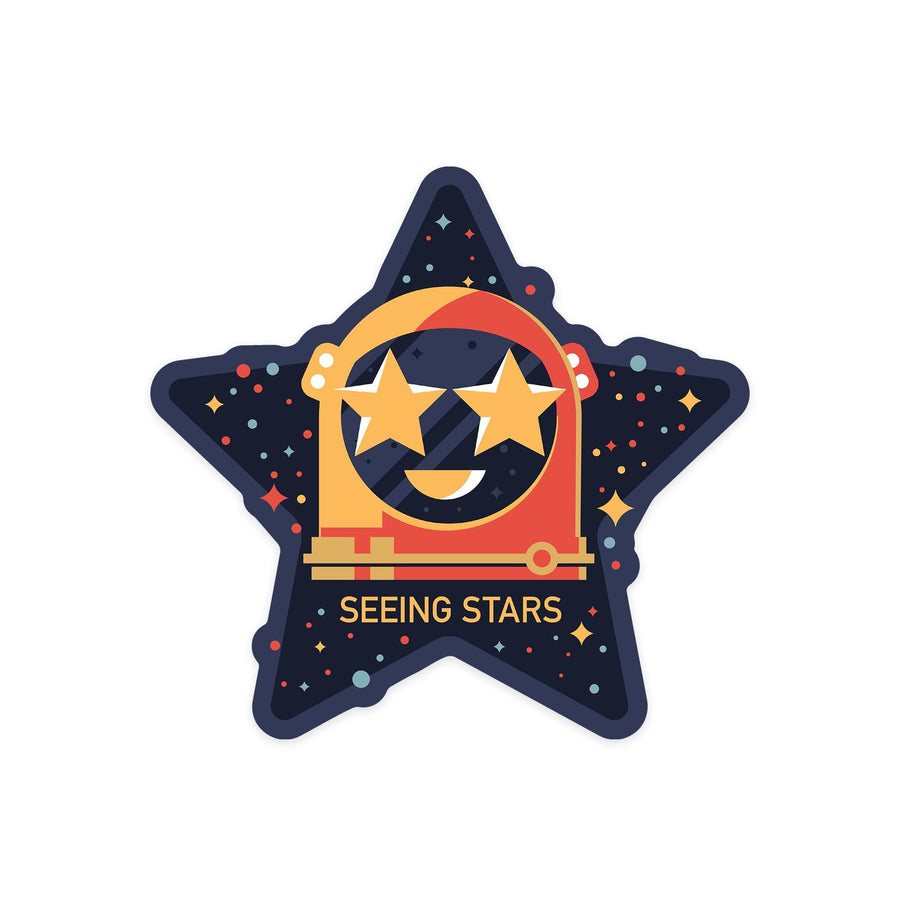 Equations and Emojis Collection, Astronaut Helmet, Seeing Stars, Contour, Vinyl Sticker Sticker Lantern Press 