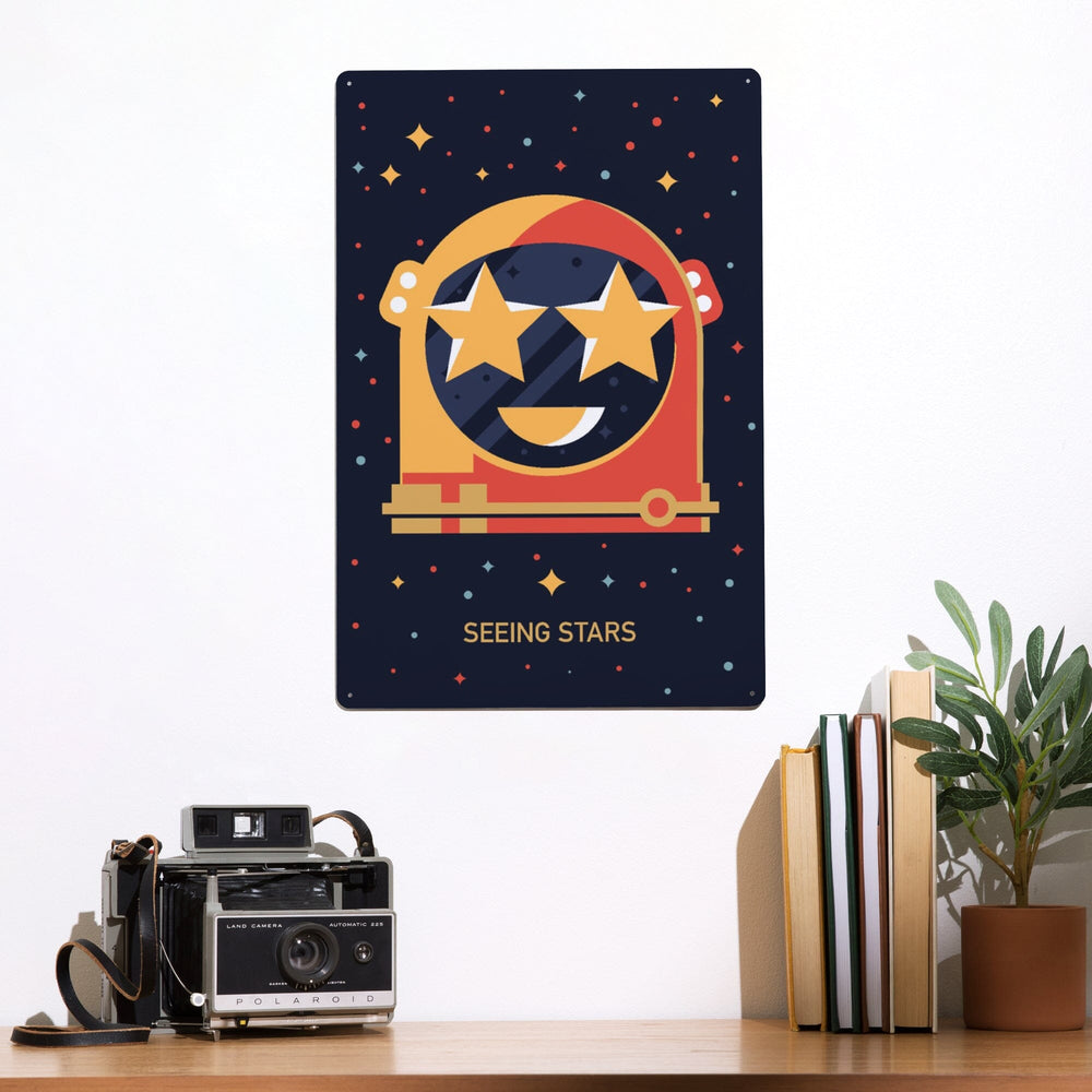 Equations and Emojis Collection, Astronaut Helmet, Seeing Stars, Metal Signs Metal Lantern Press 