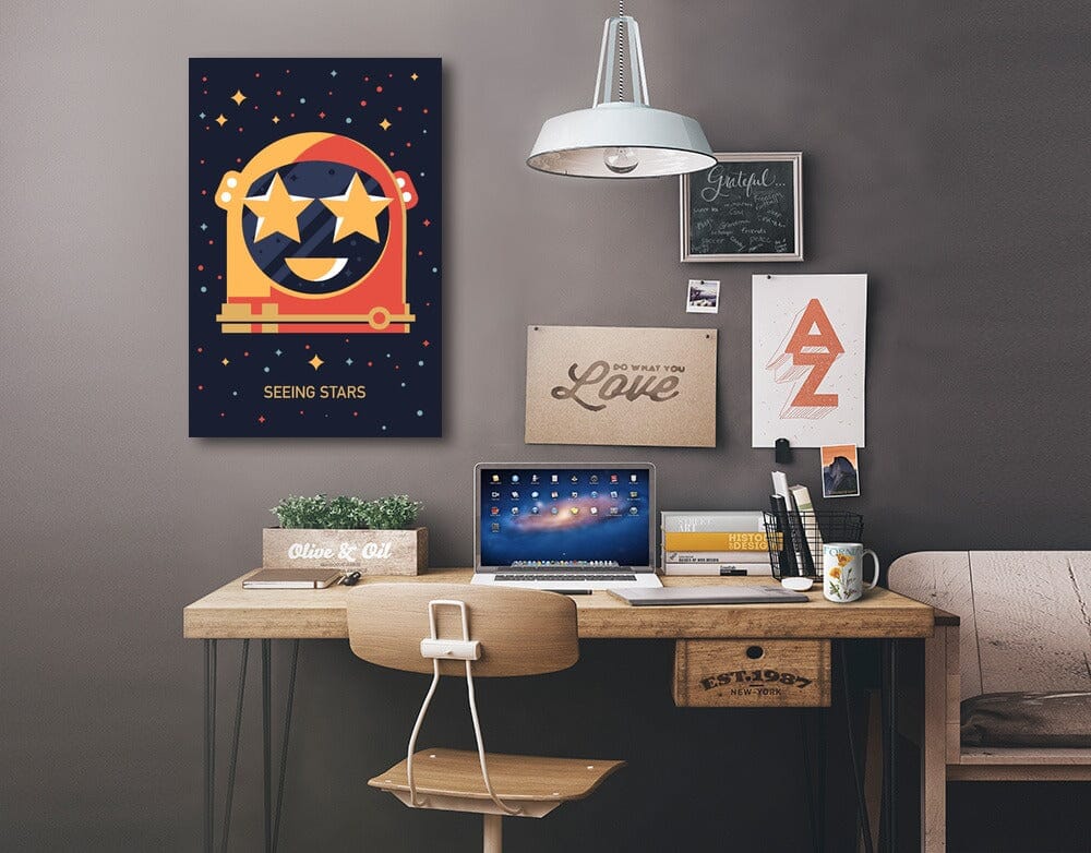 Equations and Emojis Collection, Astronaut Helmet, Seeing Stars, Stretched Canvas Canvas Lantern Press 