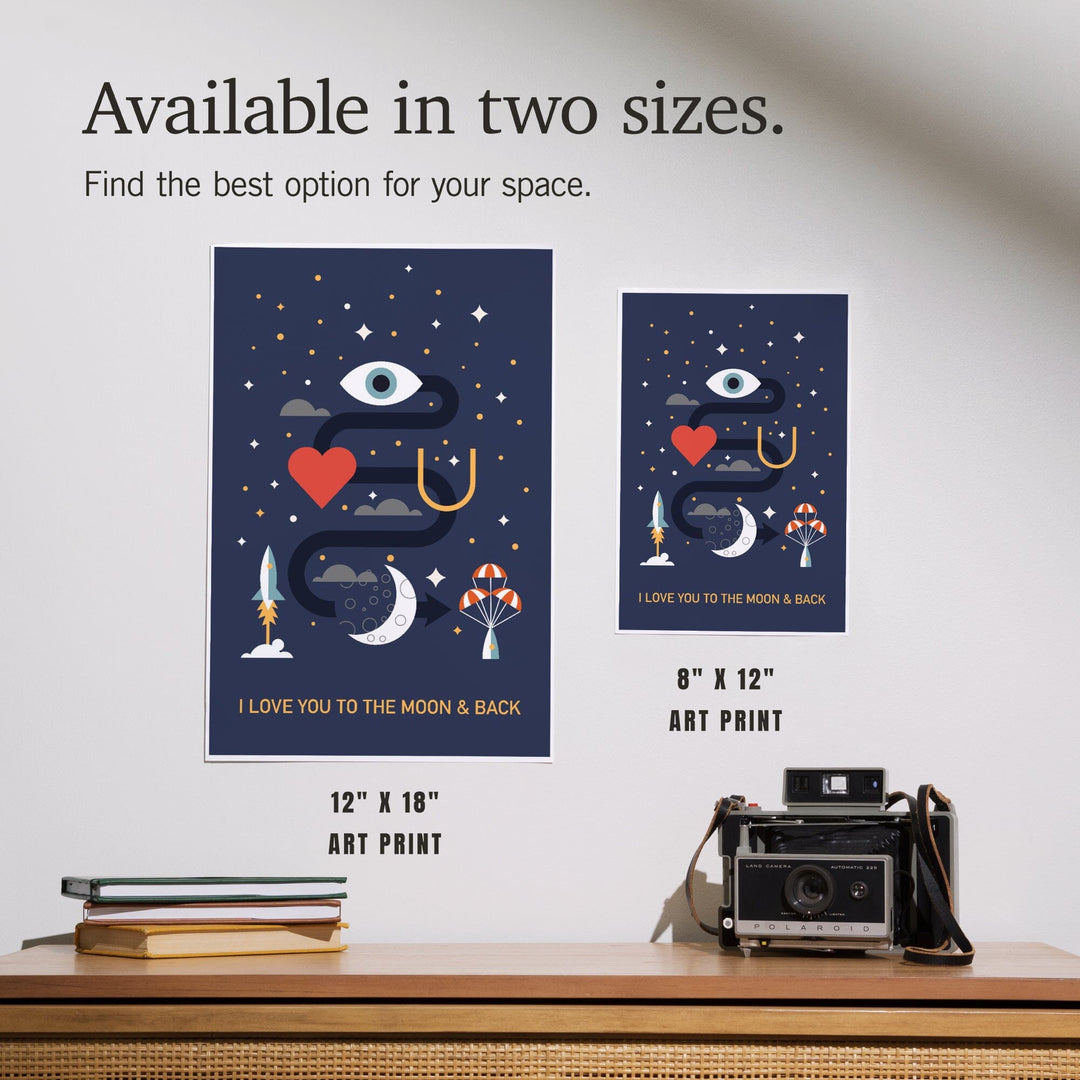 Equations and Emojis Collection, I Love You To The Moon And Back, Art & Giclee Prints Art Lantern Press 