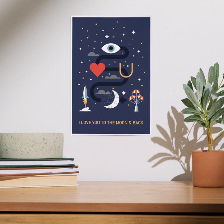 Equations and Emojis Collection, I Love You To The Moon And Back, Art & Giclee Prints Art Lantern Press 