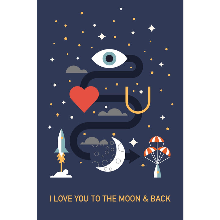 Equations and Emojis Collection, I Love You To The Moon And Back, Stretched Canvas Canvas Lantern Press 