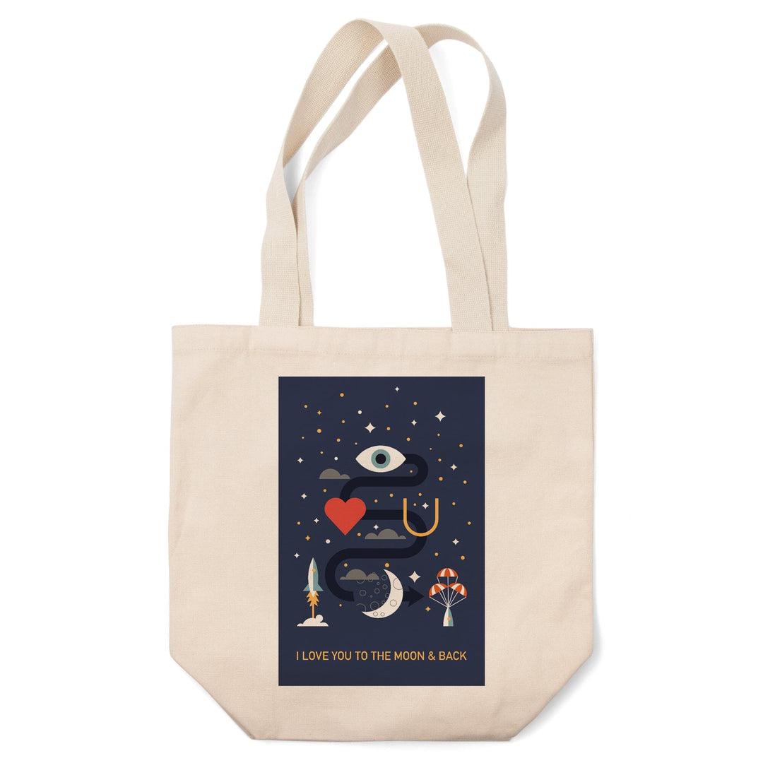 Equations and Emojis Collection, I Love You To The Moon And Back, Tote Bag - Lantern Press