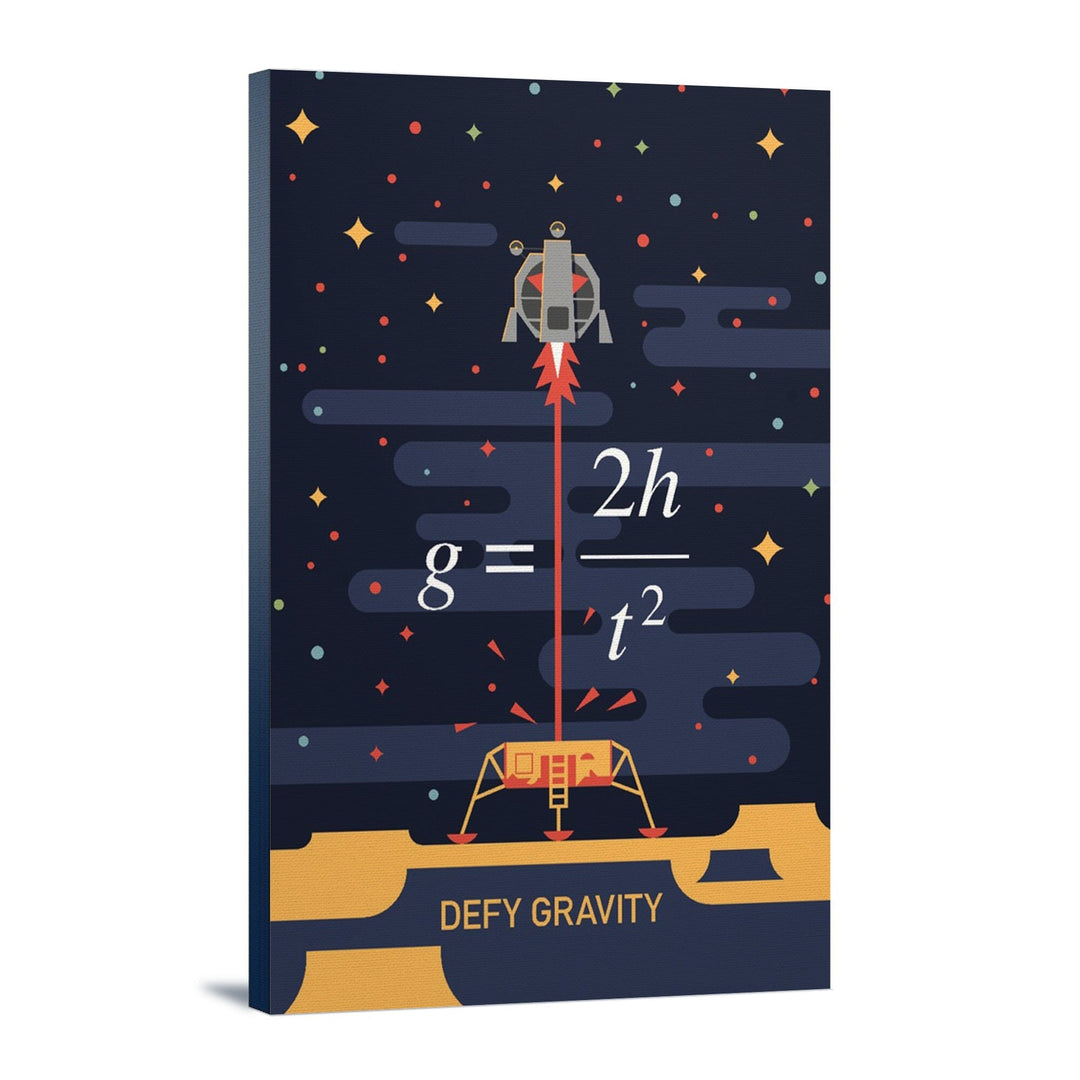 Equations and Emojis Collection, Lunar Lander, Defy Gravity, Stretched Canvas Canvas Lantern Press 12x18 Stretched Canvas 