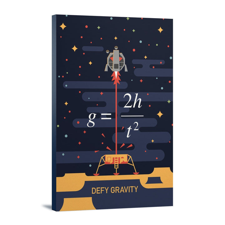 Equations and Emojis Collection, Lunar Lander, Defy Gravity, Stretched Canvas Canvas Lantern Press 12x18 Stretched Canvas 