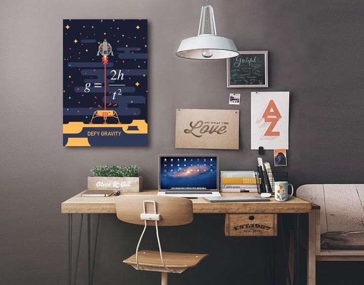 Equations and Emojis Collection, Lunar Lander, Defy Gravity, Stretched Canvas Canvas Lantern Press 