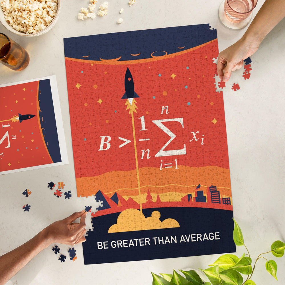Equations and Emojis Collection, Rocket, Be Greater Than Average, Jigsaw Puzzle Puzzle Lantern Press 