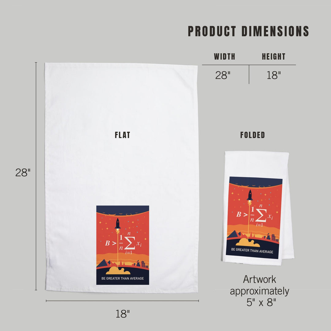 Equations and Emojis Collection, Rocket, Be Greater Than Average, Organic Cotton Kitchen Tea Towels Kitchen Lantern Press 