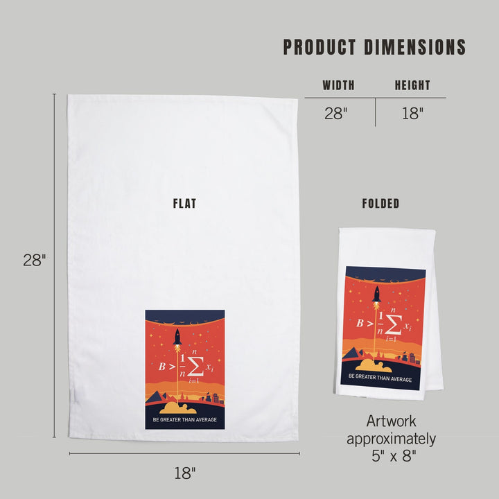 Equations and Emojis Collection, Rocket, Be Greater Than Average, Organic Cotton Kitchen Tea Towels Kitchen Lantern Press 