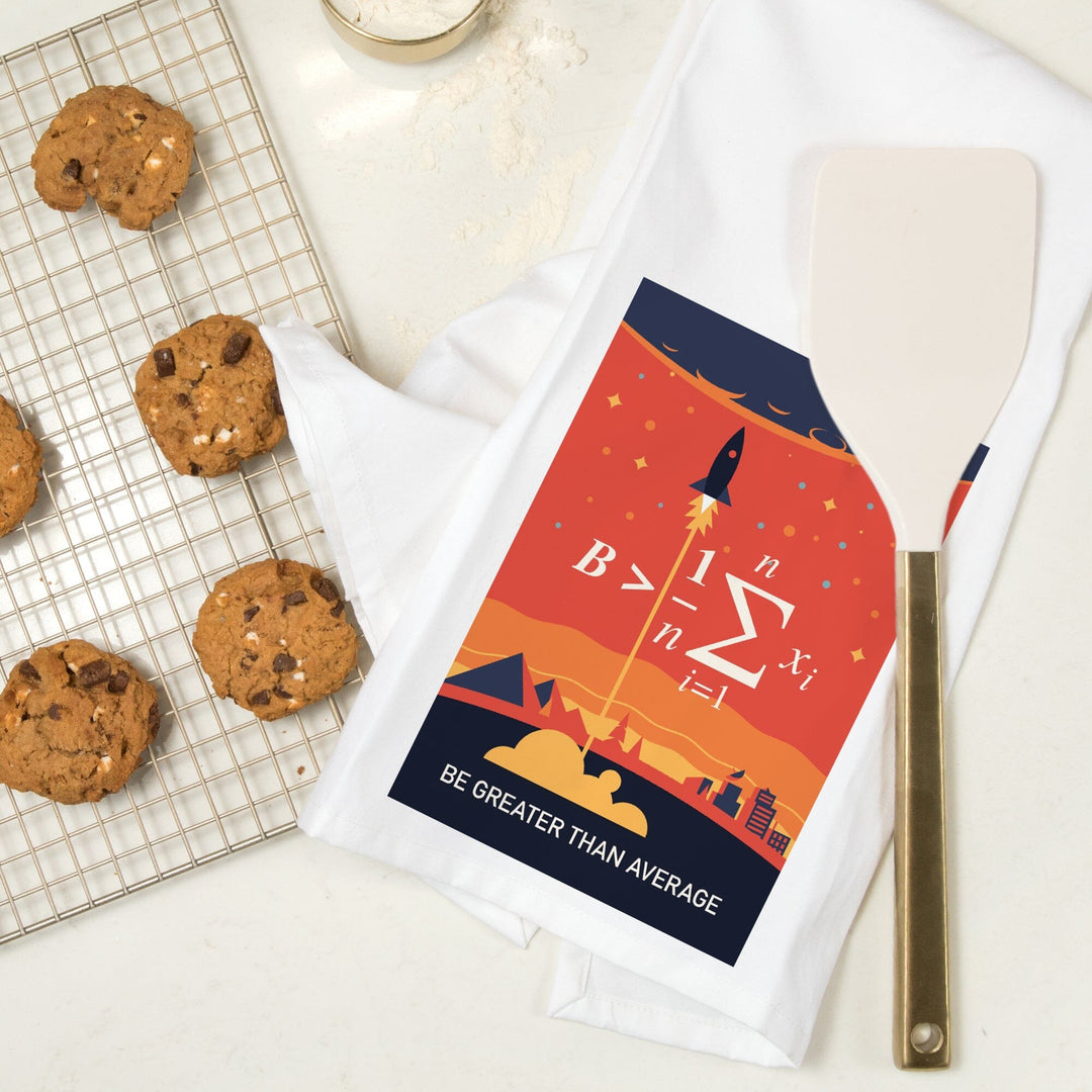 Equations and Emojis Collection, Rocket, Be Greater Than Average, Organic Cotton Kitchen Tea Towels Kitchen Lantern Press 